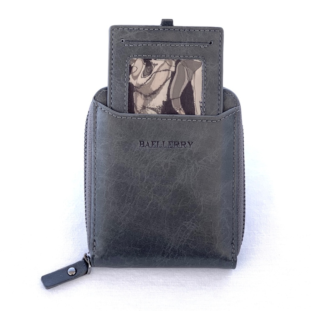 BAELLERRY Gray Bifold European Wallet with Removable ID Slide